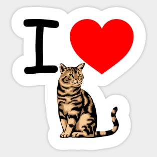 I Heart Tabby Cat Sticker